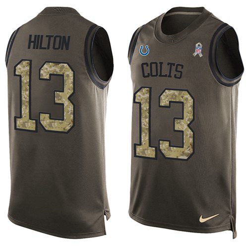 Nike Colts #13 T.Y. Hilton Green Men's Stitched NFL Limited Salute To Service Tank Top Jersey - Click Image to Close
